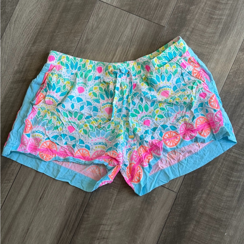 Lilly Pulitzer Katia Pull On Shorts in Carribean Citrus Sz S Preppy Coastal